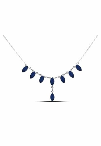 mantraroma Kette 925 Silber Edelstein Collier Silber Damen Sterling Silber Halskette Geschenk (MCO-004)