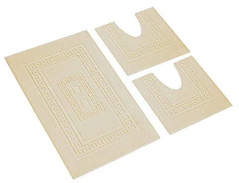HomeLife - Set Tappeti Bagno 3 Pezzi Made in Italy, con: 1 Tappeto Bagno Assorbente (60X90) e 2 Tappetini Bagno (45X60). Tappeti Cotone Lavabili Lavatrice senza Antiscivolo, Tappeto Bagno Panna