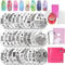 Biutee Nail Stamp Kit with Stamper and Scraper,30 PCS Round Nail Stamp Plates Kit,Geometric Patterns Nail Template for Nail Salon Designs Nail Image Stamp Plates Manicure Templates Nail Art Tools