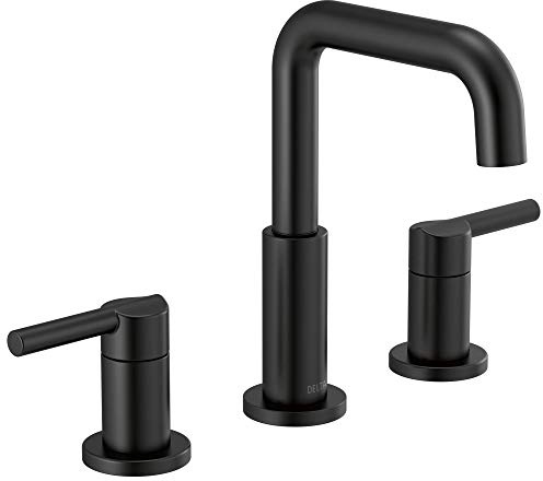Delta Faucet Nicoli Robinet de salle de bain à 3 trous, robinet de salle de bain noir mat, robinet de lavabo de salle de bain, ensemble de vidange, noir mat 35849LF-BL