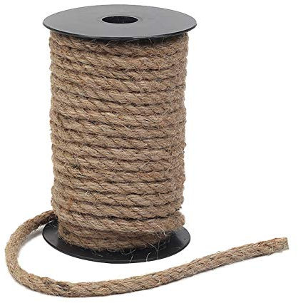 Ezoon - Cuerda de cáñamo natural de 50 metros de largo, 8 mm, multiusos, cuerda de yute, resistente para camping, jardín, barco, rascador para gatos, escalada y jardín