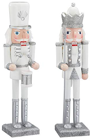Cepewa Nussknacker aus Holz König + Trommler w/s 38 cm Weihnachtsdeko Figur Erzgebirge Nussbrecher Nutcracker Nusszange (1 x Nussknacker König + Trommler w/s 38 cm)