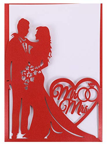 jojofuny 10 StüCk Einladungskarten Hochzeit: Rot Hochzeitseinladungskarten FüR Valentinstag - Kreative Hochzeits Einladungskarten Cover FüR Verlobung Party Hochzeitsfeiern Verlobungen