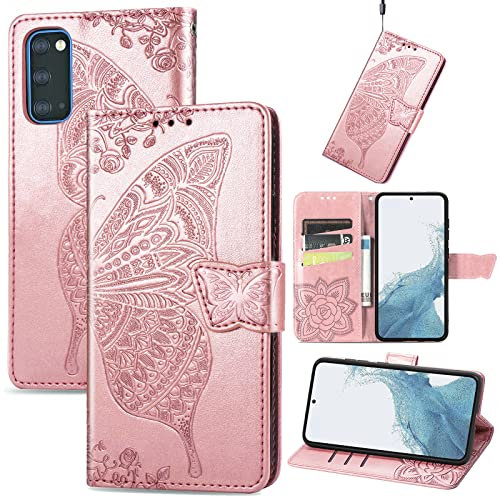 Handyhülle für Samsung Galaxy S20 FE Hülle Samsung S20 FE | Book Case Flip Tasche mit Magnet Kartenfach Standfunktion | Rosegold