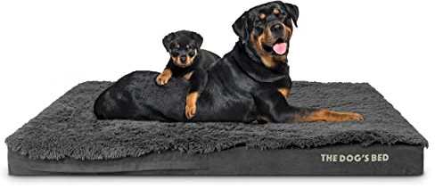 Das Hundebett Orthopädisches Hundebett XXL Grau Kunstfell 137x91x10cm Wasserdicht Memory Foam Hundebett