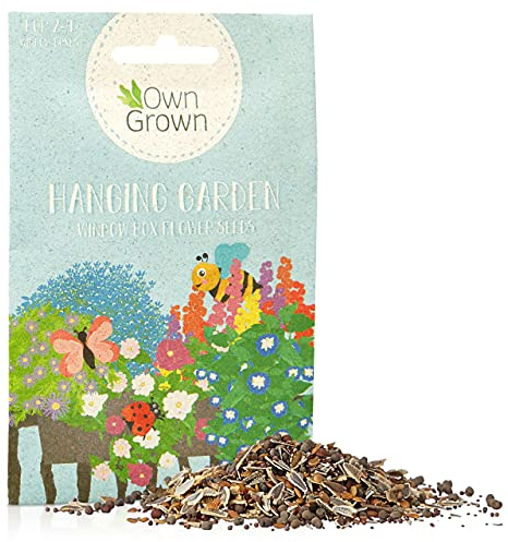 Window Box Flower Seeds: 1g Premium Hanging Garden Flower Seed Mix for Balcony Flowers – Idyllic Wildflower Seed Mix for 4 Plant Pots – Grow Your own Wildflower Seeds – Bee Friendly Seeds by OwnGrown