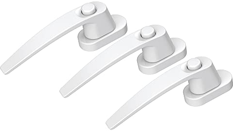 BASI | Fenstergriff 3er Set | verriegelbar mit Druckknopf | in Aluminium Weiß | Hochwertige Optik | Dreh Kipp Funktion | moderner Fensterbeschlag | Kindersicherung | 3 Stück