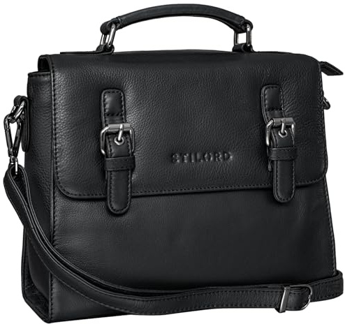 STILORD Estelle Fashion Handtasche Leder Umhängetasche Damen Elegant Schultertasche Vintage Damentasche Satchel Bag aus echtem Leder Farbe:mittel - braun