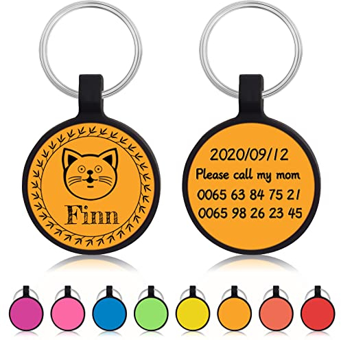 Uiopa 2pzs Chapa Perro Grabada, Silicona Ronda Chapas para Perros Personalizadas, Silenciosa Placa Identificativa Perro Etiquetas de Identificación para Collar Cachorro Gato (Dorado)