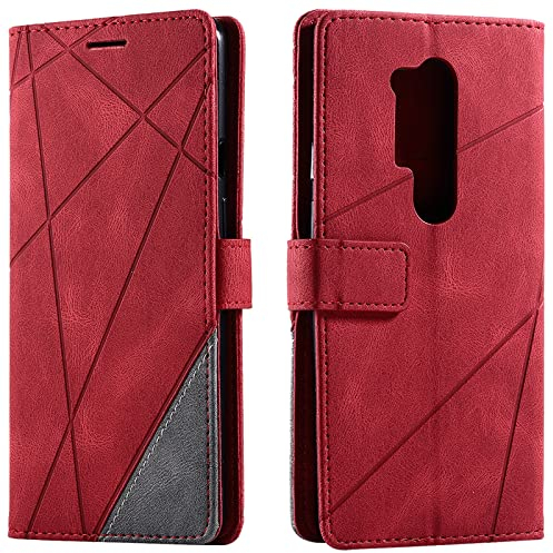 Vankii Kompatibel mit OnePlus 8 Pro Hülle, Flip Wallet Handyhülle PU Leder Brieftasche Tasche Case Stoßfeste Schutzhülle [Kartenschlitzen] [Magnetverschluss] [Standfunktion] (Rot)
