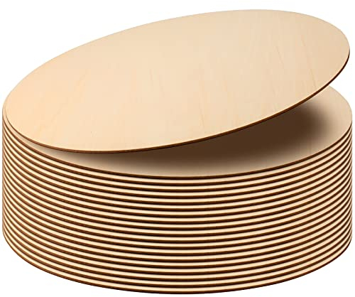 MANCHAP Lot de 20 disques en bois 30 cm - Disques en bois brut - Ronds de 3 mm d’épaisseur - Tranche de bois 30 cm pour loisirs créatifs, pyrogravure, peinture, bricolage