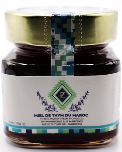 Miel Cru de thym du Maroc Vraie Premium - 175g - 100% Pur - Recueilli Au Maroc. Une Grande Variété De Saveurs Délicieuses.