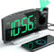 Projection Alarm Clock with FM Radio, USB Charging Port, 0-100% Dimmer, Dual Alarms, HD LED Display, 30 Preset Stations, Sleep Timer, 5 Alarm Sounds, Snooze, Curved Screen, Digital Clock for Bedroom