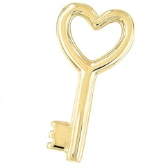 Lucchetta - Pendentif Clé en Forme de C?ur en Or Jaune 14 carats, Pendentifs Seuls et Pièces pour Colliers - Bijoux Femme Fille