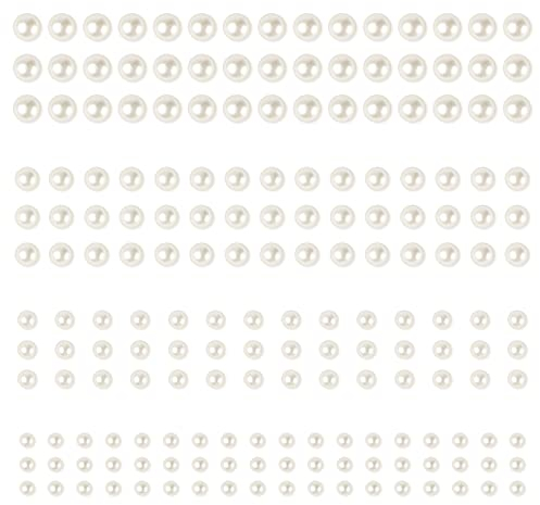 Vicloon 990 Stück Selbstklebende Halbperlen, 6 Blatt 3/4/5/6mm Selbstklebende Perlen-Aufkleber, Selbstklebende Perlen für Schmuckherstellung Kleidung Halskette Armbänder Basteln DIY Handy