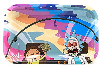 Rolling Tray - Medium Metal Smoking Rolling Tray - Various Cartoon Designs (Lost In Sauce)