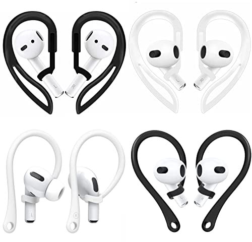 JNSA Ear Hooks (4 Pairs) for AirPods 1/2/3/Pro, Anti-Slip Anti-Fall, Comfortable Fit, 2 Styles Included, Accessories Only