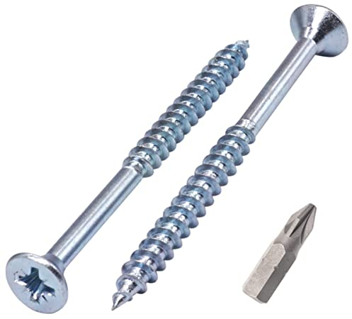 SKIR'CO (30 pièces) Vis à bois en acier zingué 5,0 x 65 mm Argent Vis à bois aggloméré Vis partiellement filetées, Tête fraisée Pozidriv