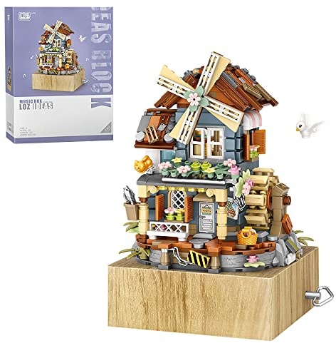 LOZ Mini Blocks 1239 Windmühle Haus Spieluhr Bausteine Bausatz, 799 Teile Mini Klemmbausteine House Modellbausätze, Geschenke Spielzeug für Erwachsene und Kinder