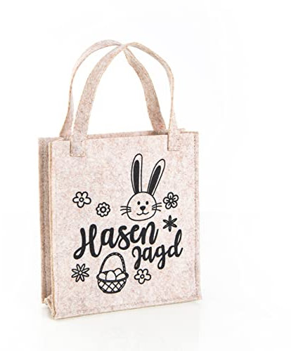 Logbuch-Verlag Filztasche Ostern Osternest zum Befüllen beige 18 x 20 x 5 cm Osterhase Geschenktasche für Kinder Erwachsene
