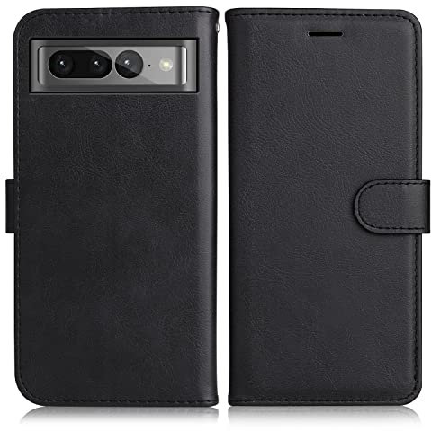 DENDICO Coque pour Google Pixel 7 Pro, PU en Cuir Coque Portefeuille Étui Housse, Design Classique TPU Coque pour Google Pixel 7 Pro, Noir