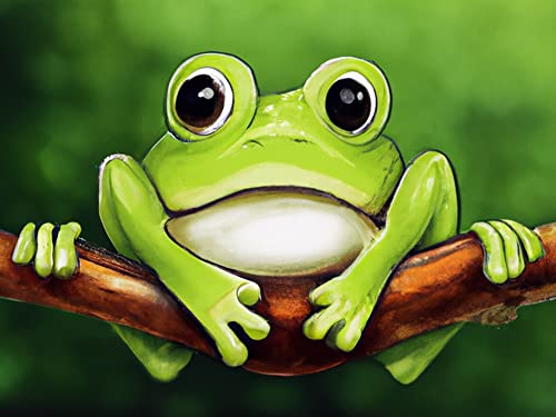Wergund Diamond Painting Frosch, Diamant Painting Bilder Tier, DIY Cross Stickerei Malerei Kits,Wohnzimmer Schlafzimmer Büro Wand Und Eingang Dekoration-30x40cm