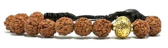 Samsara Tibetisches Buddhistisches Armband, Verstellbare Länge, Mystisches Glücksbringer-Schmuckstück - Hochfestes gewachstes Baumwollband (RUDRAKSHA)