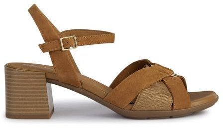 Geox D New Marykarmen B Sandales à Talons, Cognac, 41 EU