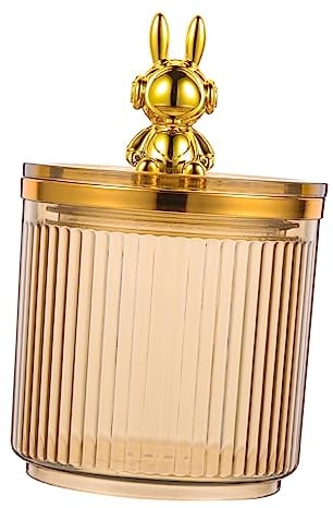 ibasenice Space Bunny Storage Tank Bathroom Canister Candy Bowl Cotton Pad Canister Clear Jewelry Box Candy Vending Machines Makeup Container Bathroom Vanity Organizers Acrylic Canister Jars