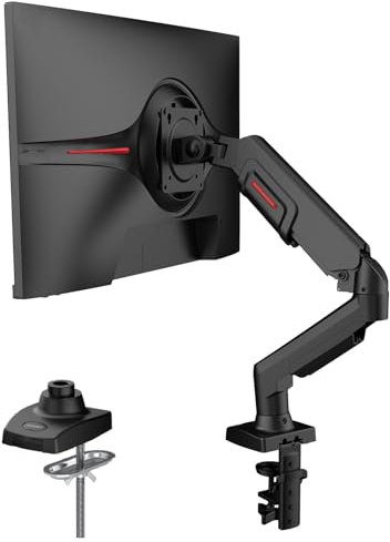 KOORUI Einzelne Monitorhalterung, drehbar, schwenkbar, neigbar, verstellbarer Gasfeder-Monitorarm, passend für 43,2–81,3 cm, 2–9 kg Monitor, Monitorständer für Schreibtisch mit C-Klemme/Tülle