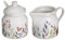 Juego de azucarero con tapa y jarra de cerámica stoneware blanco y azul de 250 ml