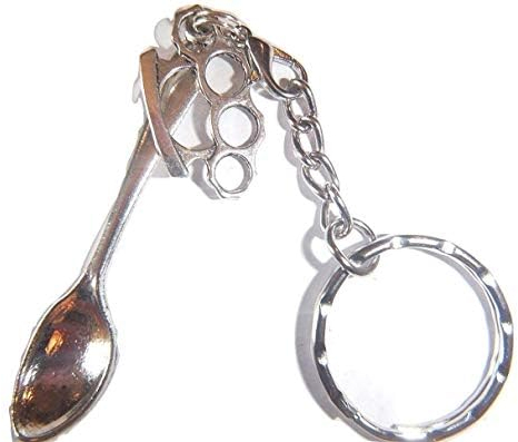 Detachable Mini Knuckle Duster Gangsta' Spoon Keyring Festival Spoon Spoonie Chef Cook Kitchen Weapons Hip Hop Gangster Keychain