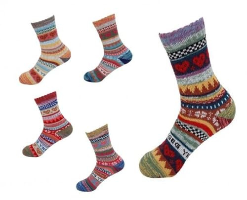 Rungassi Hippie Style Bunte Socken Strümpfe 3 Paar Wollsocken Gr. 39-42