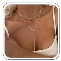 Layered Gold Lariat Halskette Hochzeit Y Tropfen Halskette Kugel Perle Y Halskette Choker Y Geformt Halskette Perlen Anhänger Lange Halskette Bräutlich Rücken Halskette Y Kette Halskette Für Frauen