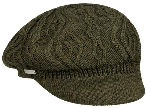 Seeberger Annelie Knit Newsboy Cap Damen, Olivgrün, Einheitsgröße, Oliv/Blatt für mich (Leaf It to Me), 6.75-7.5