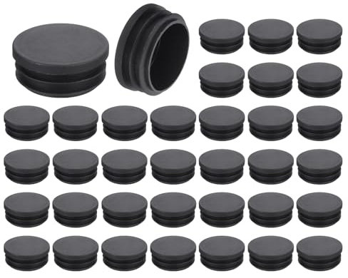 QUARKZMAN 36 Pcs Bouchon en Plastique Rond, Bouchons d'Extrémité de Tube Noirs, 42mm(1.65 Pouce) pour Pieds de Meubles, Protection de Glissement pour Chaise, Canapé, Table, Étagère
