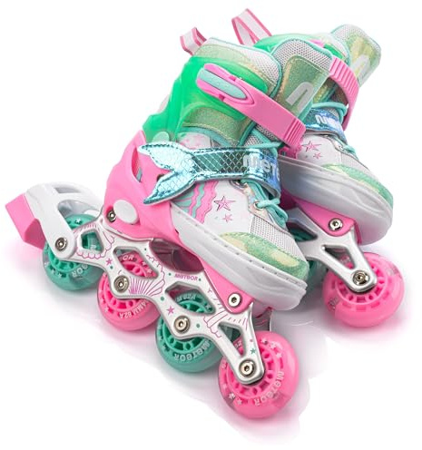meteor verstellbare 4‑in‑1 Kinder Inline-Skates – Rollschuhe Inliner Schlittschuhe – ABEC‑7 PU‑Räder Aluminiumrahmen – Größen XS 25‑28 S 30‑33 M 34‑37