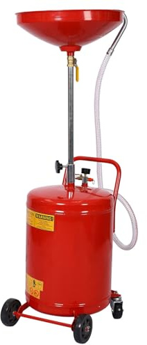 iropro 18 Gallon Waste Oil Drain Drainer Tank, Heavy Duty Collecting Pan Tools for Engine Gear Oils and Other Fluid, Adjustable Height Range 97-166 cm
