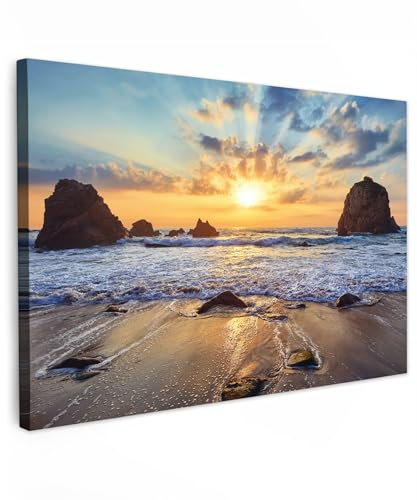 MuchoWow© Cuadros Decoracion Salon Modernos 120x80 cm para Dormitorios Cuadro Decorativos de Salon Lienzos Decorativo Pared Decoracion Dormitorio Matrimonio Atardecer - Mar - Playa - Paisaje