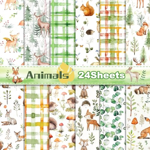MerwDeeyt 30x30 Scrapbook Papier Doppelseitiges Muster Bastelpapier | 12 Muster 24 Blatt, Dekorpapier, für Journal Scrapbooking
