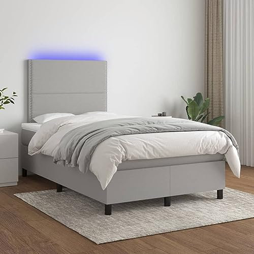 Somanki Boxspringbett mit Matratze & Hellgrau 120x200 cm Stoff, Bett, Bettgestell, Jugendbett, Schlafzimmer Bett, Bed Frame 3134781