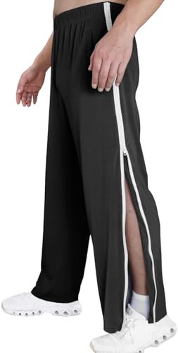 Gyaimxfu Reha Hose Damen Herren Seitlich Zu Öffnen Baggy Trainingshose mit Seitlichem Reißverschluss Am Bein Weites Bein Schnellfickerhose Druckknöpfen Sporthose Freizeithose Jogginghose Sportswear