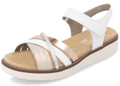 Remonte Damen Riemchensandalen D2058, Frauen Sandalen,lose Einlage,Strandschuhe,Riemen,Riemchen,halteriemen,Sommerschuhe,Weiss Kombi (80),45 EU
