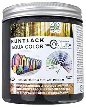 Contura Buntlack Glänzend Lackfarbe 250ml Lack Außen Innen Holz 2in1 Metall Farbe Holzlack Möbellack (RAL 5024 Pastellblau, 250ml.)
