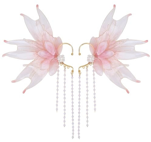 NICENEEDED Elfen Ohrmanschetten Meerjungfrau Feenohren Prinzessin Ohrstecker Mit Perlenquaste Ohne Piercing Für Damen Zum Verkleiden Halloween