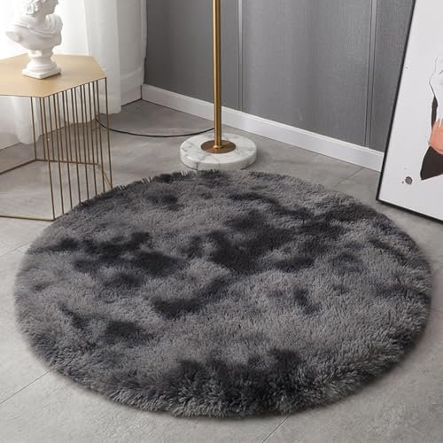 HARESLE Teppich Wohnzimmer,Flauschiger Teppich Schlafzimmer,Hochflor Teppiche Waschbar,Shaggy Teppiche Kinderzimmer,Kleiner Tepich Weich für Büro,rutschfest Kuschelteppich (Dunkelgrau,90cm/36 Zoll)