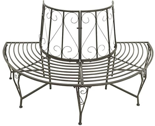 ULUYYUC Blumenbank Outdoor Gartenbank Sitzbank Garten Gartenloege - Baumbank Halbrund 160 cm Stahl für Innenhof Terrasse Garten Balkon
