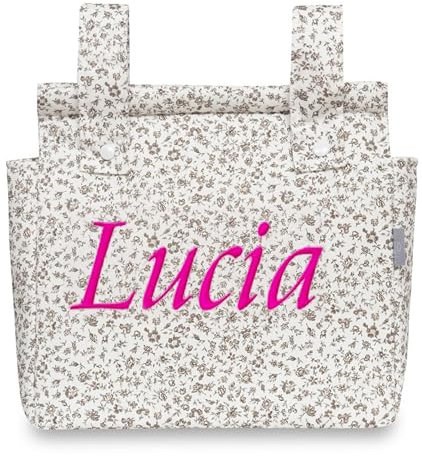 various - Talega para silla de Paseo Bolso Panera Carrito Bebe -Personalizable Nombre Bebé Bordado con Diseño Práctico y Funcional Cierre con Cremallera olso organizador de muselina Color Gris