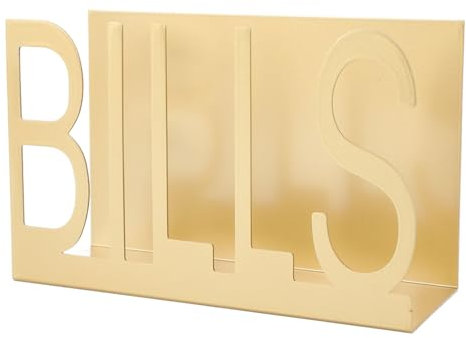 Stilvolle Metall Briefhalter, Schreibtisch Postorganisator mit Cutout Design für Briefe und Dokumente (Gold)