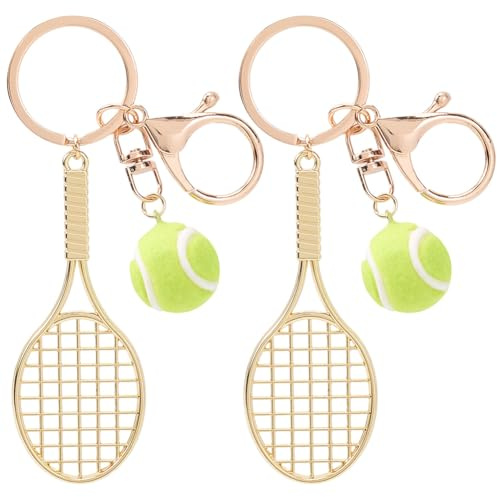 SOFPLATE 2 Tennis Schläger Schlüsselanhänger Tennisschläger Schlüsselanhänger Tennisball Anhänger Sport Leichtathletik Mini Schläger Anhänger Für Autoschlüssel Taschen Geschenk Erwachsener